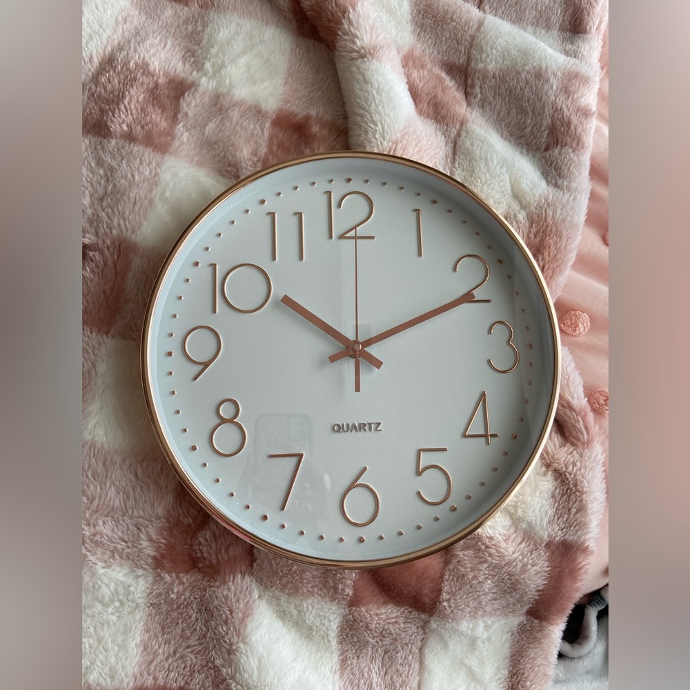 Rose gold and white modern clock